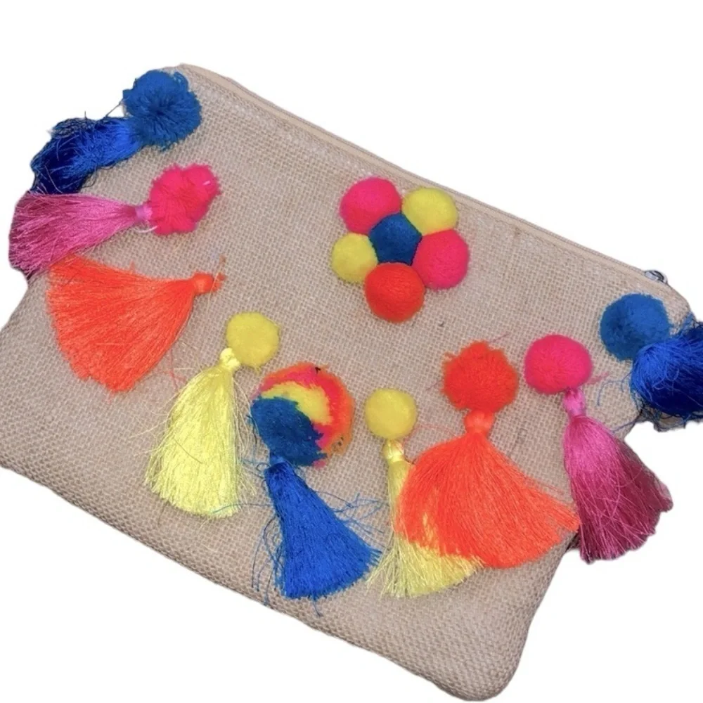 Glamorous cute neon color Pom Pom travel bag